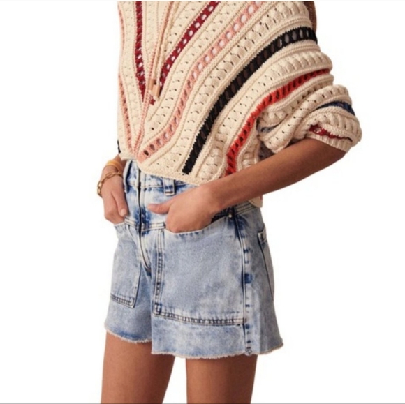 EUC Ba&Sh David Denim Shorts Acid‎ Wash Size XS - Picture 3 of 11